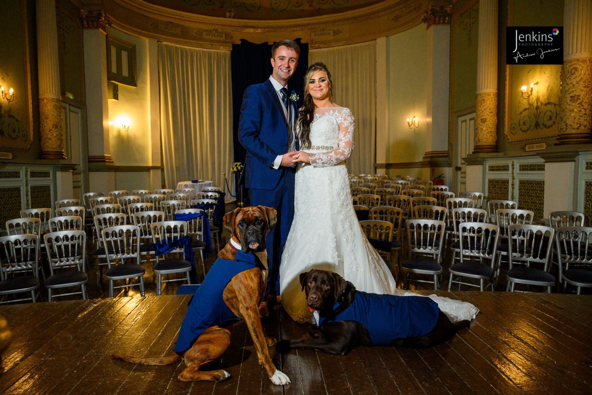 Bride & Groom with dog