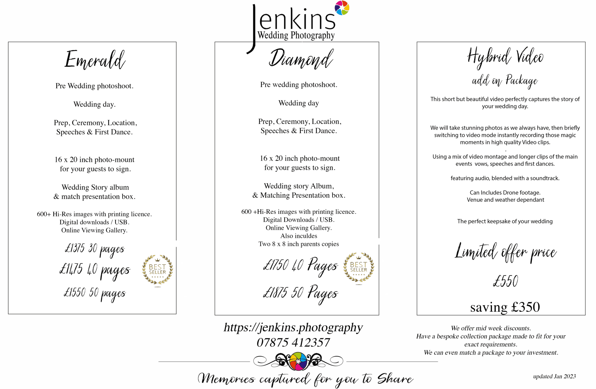 Elegant & Affordable Wedding Packages Bespoke Jenkins photography