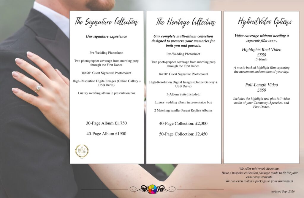 wedding photography prices with albums